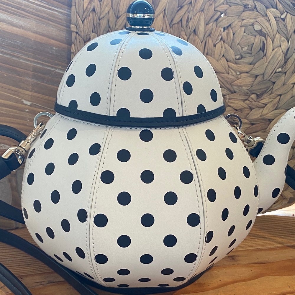 Kate Spade New York Polka Dot Teapot Crossbody Bag Alice in Wonderland - Picture 2 of 7